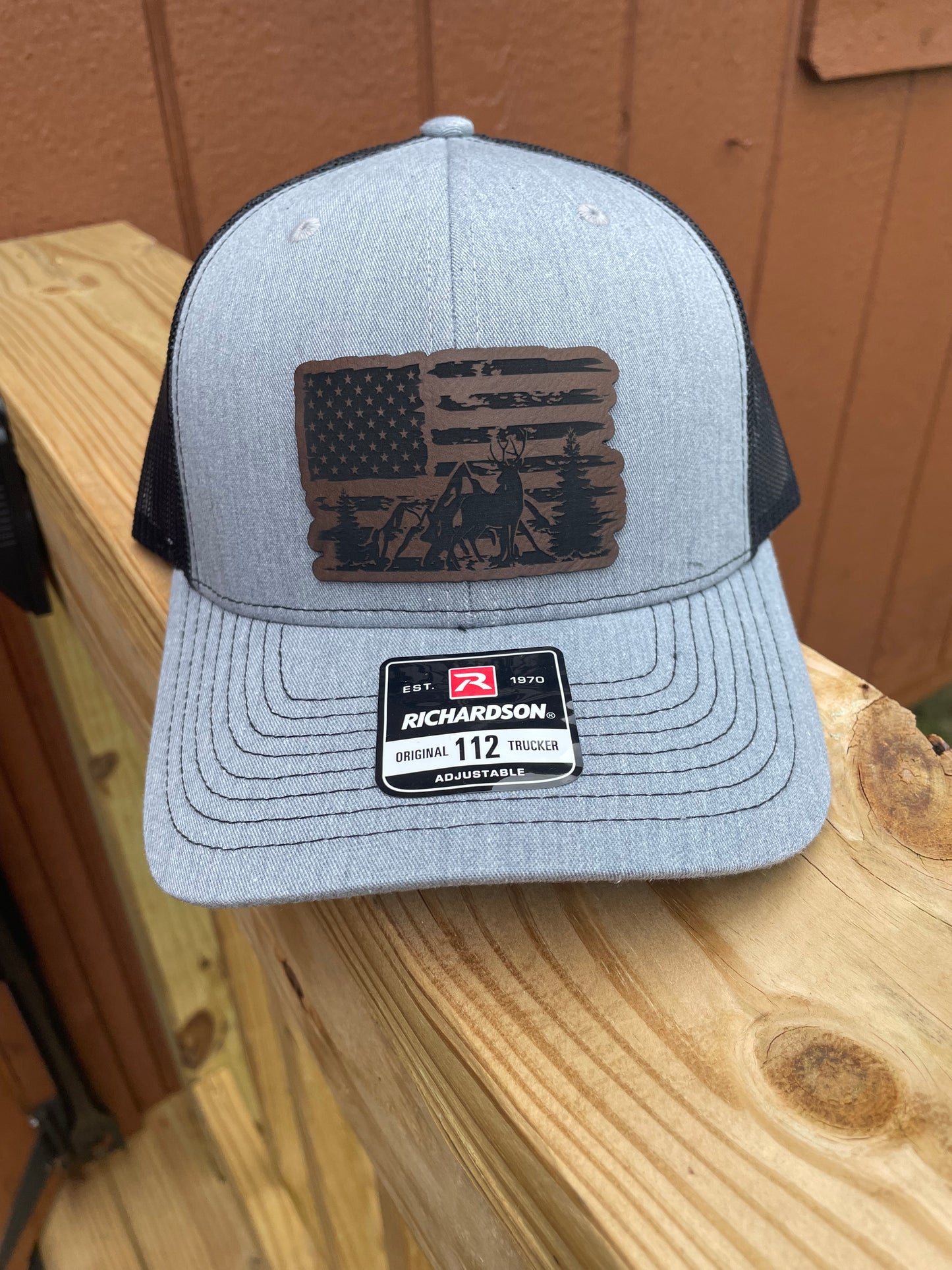 Mountains with American FlagRichardson 112 Hats